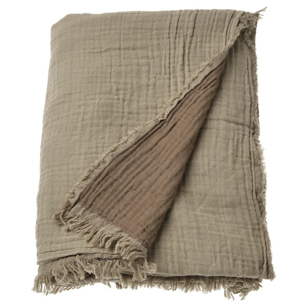 100% Cotton Cozy Brown Throw Blanket - Picture 3 of 3